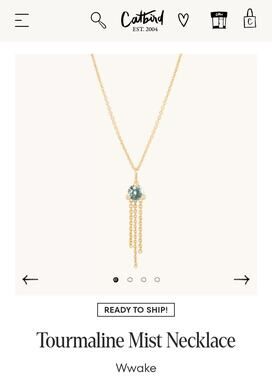 Catbird x Wwake Tourmaline Mist Necklace 14k Gold Dainty Whimsical Fringe chain